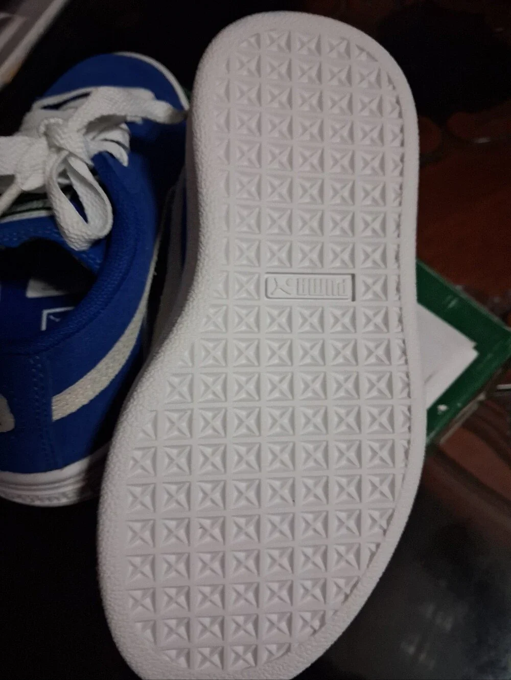 Puma Kids Suede Sneakers in Royal Blue with White Laces